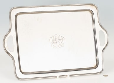 Large Handled Sterling Silver Tray - 18 1/2" L