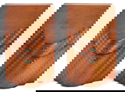 Pair of English Georgian Inlaid Knife Boxes: Pair of English George III mahogany knife boxes with silver mounts and serpentine fronts, having the original fitted interiors, an inlaid compass star to the underside of the lid and al