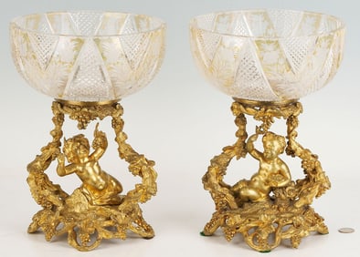Pair Ormolu and Cut Glass Compotes