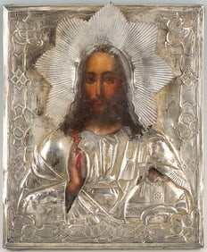 19th C. Russian Icon of Jesus (Christ Pantokrator)