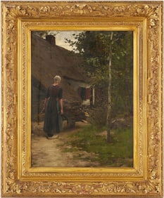 Willy Martens O/C Painting, Gathering Wood