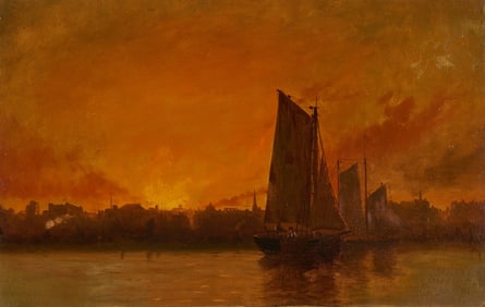 Sunset Marine Painting, O/C