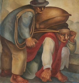 Eduardo Kingman O/C Painting, Indigenous Laborers/Obreros, 1938