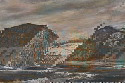 Francis Speight O/C Exhibited Philadelphia Cityscape, Blantyre Mills, Manayunk