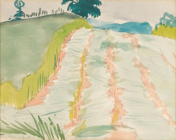 Charles Burchfield Watercolor Landscape, New Mown Hay