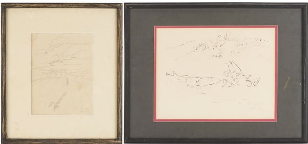 2 Drawings: Charles Burchfield plus A. Pounders "Cape Cod"