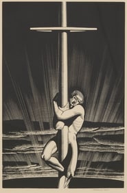 Rockwell Kent Wood Engraving, Sea and Sky