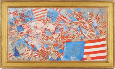 Luise Kaish O/C Expressionist Painting, "Flags"