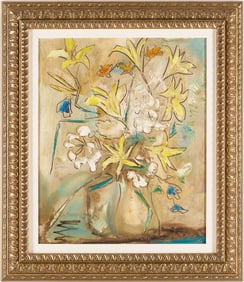 Early Sterling Strauser O/B Floral Still Life, Yellow Lilies