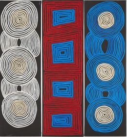 3 Ronnie Tjampitjinpa Abstract O/C Paintings, Tingari Cycle Triptych