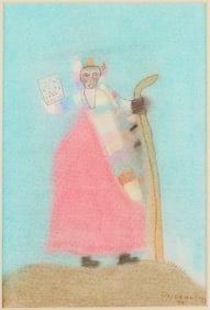 Bessie Harvey Outsider Art Mixed Media Drawing, Moses