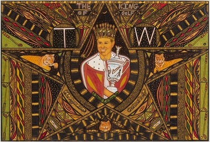 Henry Ray Clark Drawing, Tiger Woods, King of Golf