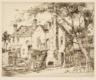 Alfred Hutty Etching, In A Southern City