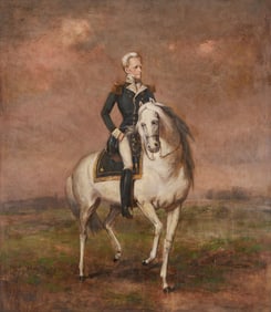 Large Lloyd Branson Painting, Andrew Jackson Astride Sam Patch, After Ralph Earl
