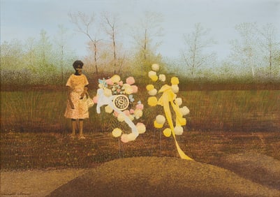 Carroll Cloar Acrylic on Board Painting, "Final Resting Place"