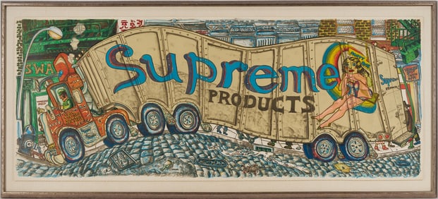 Large Red Grooms Color Lithograph & Screenprint, Truck II