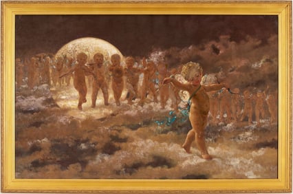 Carl Gutherz O/C Painting, Cupid Band