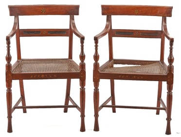 Pair of Federal Inlaid Armchairs, Possibly Southern