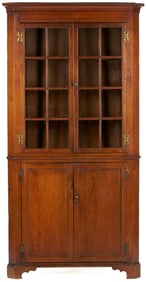 Southern Walnut Inlaid Corner Cupboard