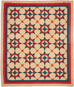 Southern "King David's Crown" Pattern Quilt, Signed and Dated