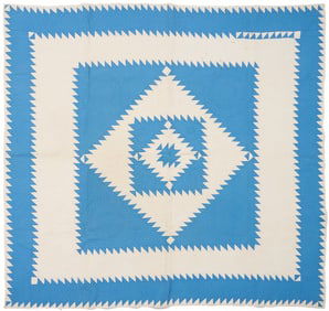 Sawtooth Diamond Medallion Blue & White Quilt