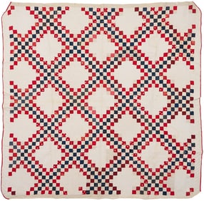 Southern Red, White & Blue Irish Chain Quilt