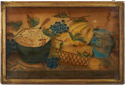 19th C. Folk Art Theorem on Velvet