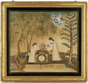 Silk Embroidered Memorial Picture, Tuttle Family