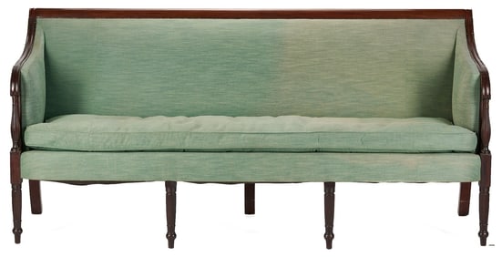 Late Federal Square-back Mahogany Sofa, Prob. Philadelphia