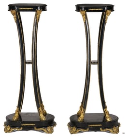Pair Ebonized Torchiere Stands or Pedestals