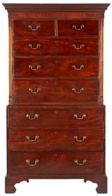 British Inlaid Chest on Chest of Narrow Proportions
