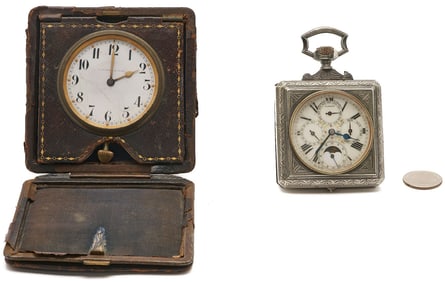 Charles Hour Pocket Watch & A. Stowell Travel Clock