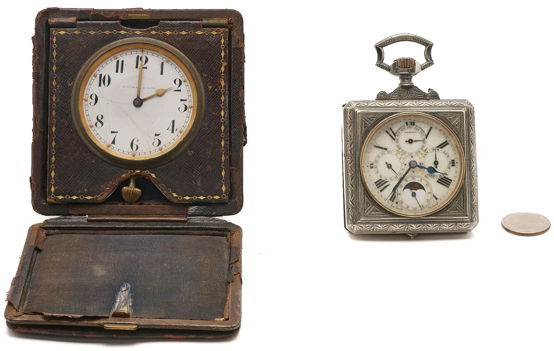 Charles Hour Pocket Watch & A. Stowell Travel Clock (1 of 13)