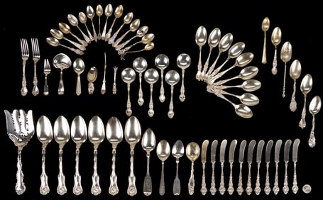 65 pcs Assorted Sterling and Coin Silver Flatware