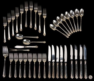 40 pieces Heirloom Sterling Flatware, Damask Rose