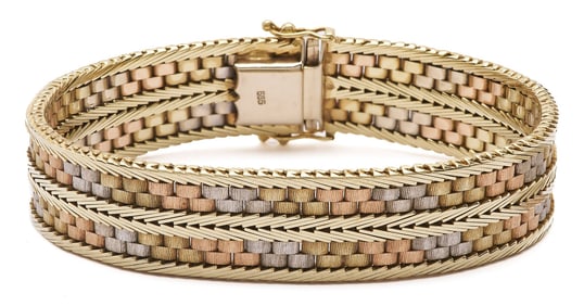 14K Gold Tricolor Bracelet