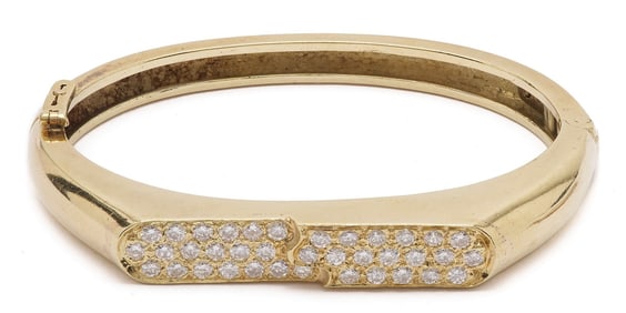 14K Gold and Diamond Bangle Bracelet