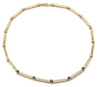 18K Gold, Sapphire, & Diamond Necklace