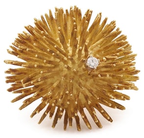 18K Gold & Diamond Sea Urchin Brooch
