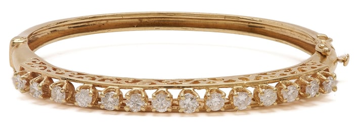 14K Gold & Diamond Bangle Bracelet