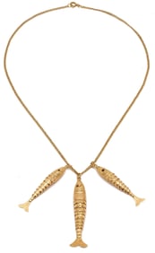 18K Gold & Ruby Fish Necklace
