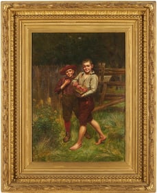 Exhibited David S. Pope O/C, Boys with Apples, c. 1885