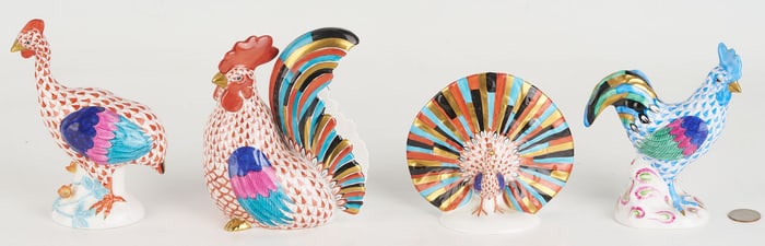 4 Herend Porcelain Fowl or Bird Figures
