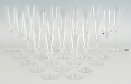 19 Baccarat Dom Perignon Crystal Glasses & 1 Tiffany Champagne Flute