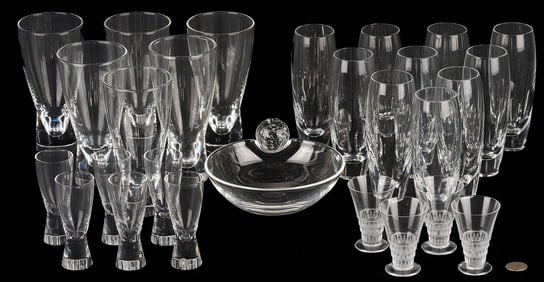 27 Pcs. of Steuben and Lalique Glassware