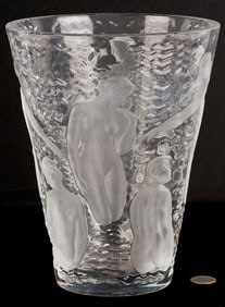 Lalique Ondines Crystal Vase, Figural Decoration