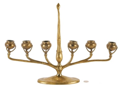 Tiffany Studios Gilt Bronze 6 Light Candelabra