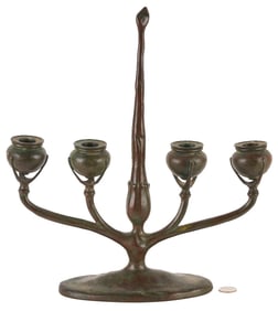 Tiffany Studios 4 Light Bronze Candelabra