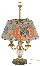 Pairpoint 3-arm Lamp, Reverse Glass Shade