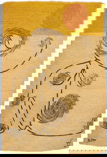After Alexander Calder, Tapestry (Josephine Baker): After Alexander Calder (French/American, 1898-1976), hand-woven maguey jute fiber tapestry titled Josephine Baker, also known as Doll, 1974-75. Woven monogram, date, and edition number 15/100 along lo